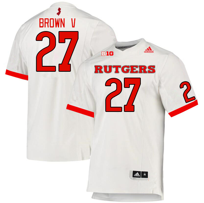 Men #27 Samuel Brown V Rutgers Scarlet Knights College Football Jerseys Stitched Sale-White - Click Image to Close